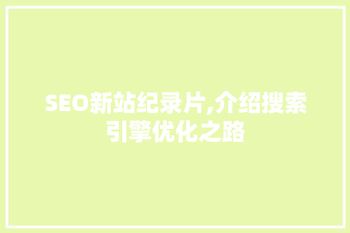 SEO新站纪录片,介绍搜索引擎优化之路