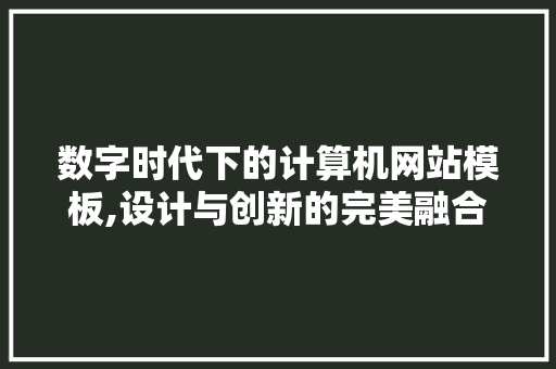 数字时代下的计算机网站模板,设计与创新的完美融合 数字时代下的计算机网站模板,设计与创新的完美融合 头条优化