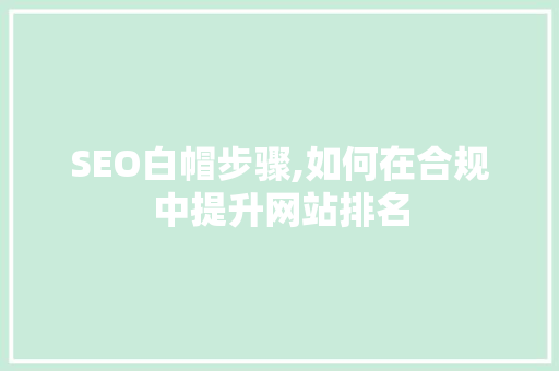 SEO白帽步骤,如何在合规中提升网站排名