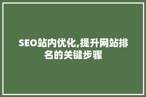 SEO站内优化,提升网站排名的关键步骤