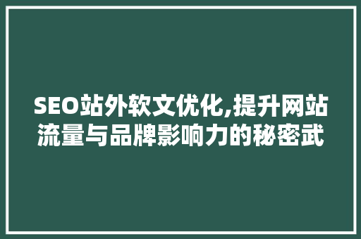 SEO站外软文优化,提升网站流量与品牌影响力的秘密武器