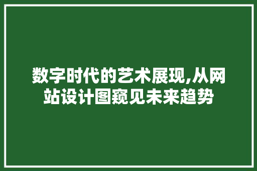 数字时代的艺术展现,从网站设计图窥见未来趋势