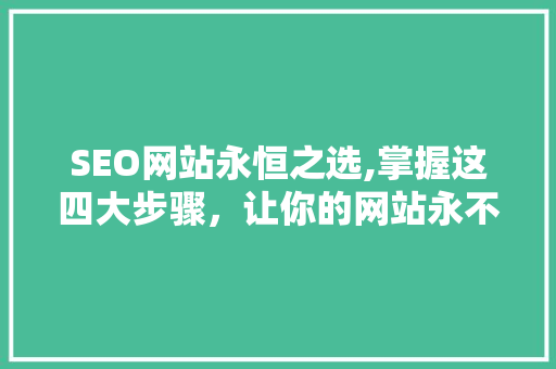 SEO网站永恒之选,掌握这四大步骤，让你的网站永不过时 360搜优化