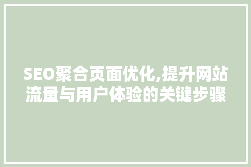 SEO聚合页面优化,提升网站流量与用户体验的关键步骤