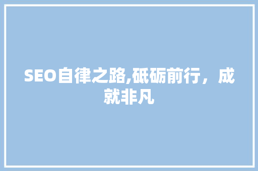 SEO自律之路,砥砺前行，成就非凡