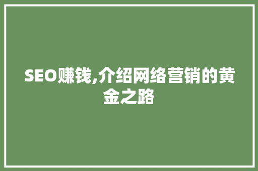 SEO赚钱,介绍网络营销的黄金之路