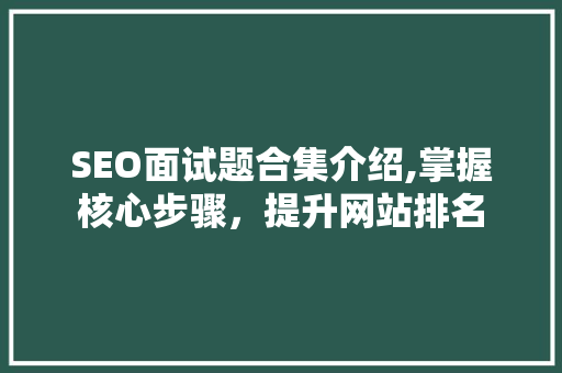 SEO面试题合集介绍,掌握核心步骤，提升网站排名 百度算法