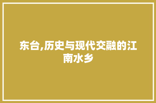 东台,历史与现代交融的江南水乡