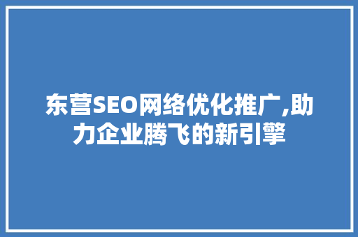 东营SEO网络优化推广,助力企业腾飞的新引擎 英文谷歌算法