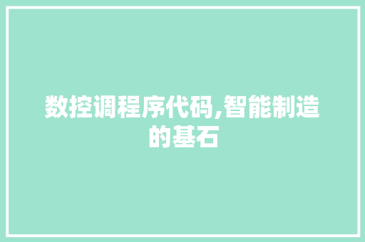 数控调程序代码,智能制造的基石