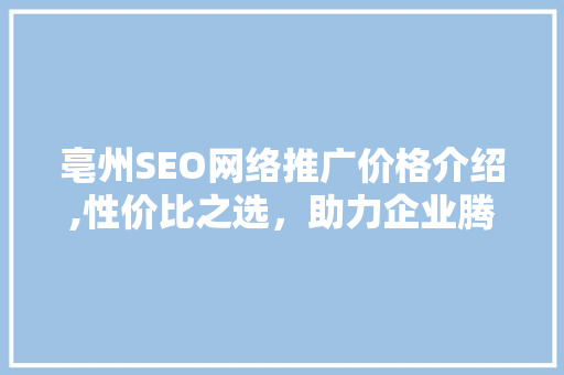 亳州SEO网络推广价格介绍,性价比之选，助力企业腾飞