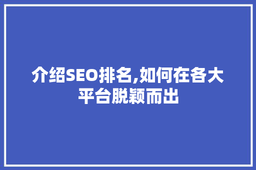 介绍SEO排名,如何在各大平台脱颖而出