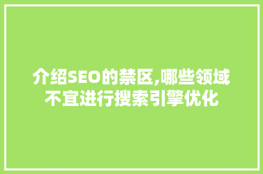 介绍SEO的禁区,哪些领域不宜进行搜索引擎优化