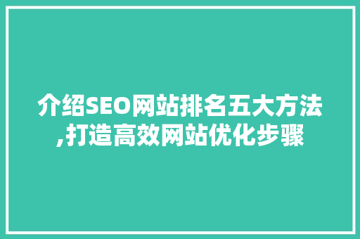 介绍SEO网站排名五大方法,打造高效网站优化步骤