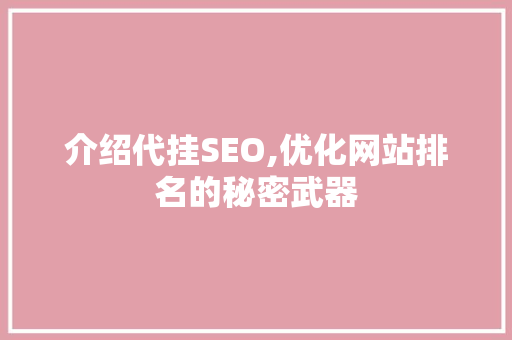 介绍代挂SEO,优化网站排名的秘密武器