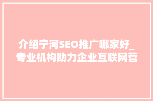 介绍宁河SEO推广哪家好_专业机构助力企业互联网营销腾飞 seo技术