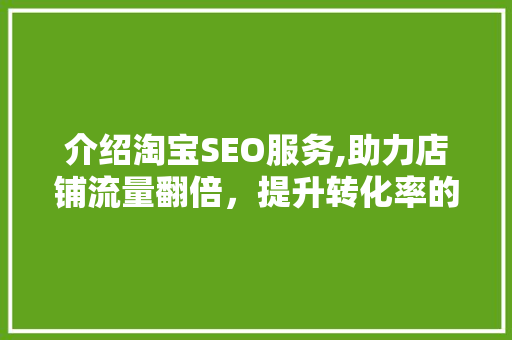 介绍淘宝SEO服务,助力店铺流量翻倍，提升转化率的关键步骤 百度算法