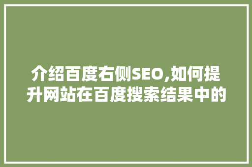 介绍百度右侧SEO,如何提升网站在百度搜索结果中的曝光率 英文谷歌算法