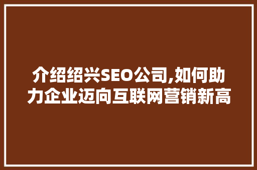 介绍绍兴SEO公司,如何助力企业迈向互联网营销新高峰