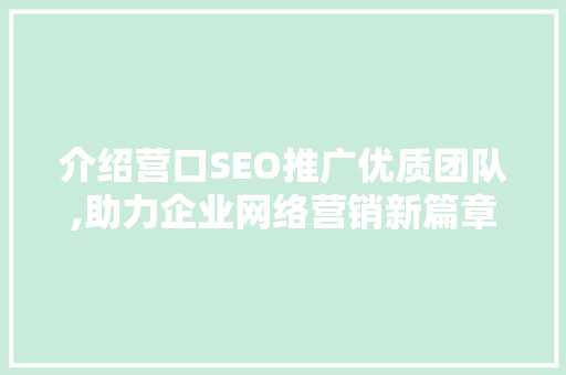 介绍营口SEO推广优质团队,助力企业网络营销新篇章