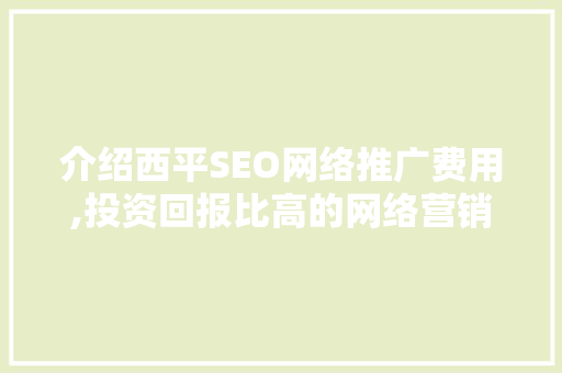 介绍西平SEO网络推广费用,投资回报比高的网络营销之路