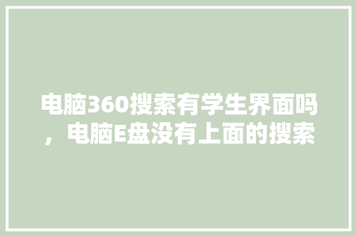 电脑360搜索有学生界面吗，电脑E盘没有上面的搜索栏