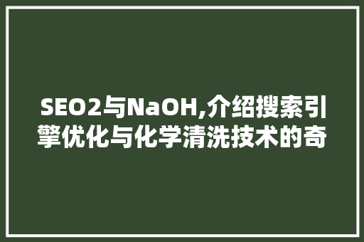 SEO2与NaOH,介绍搜索引擎优化与化学清洗技术的奇妙联系 360搜优化