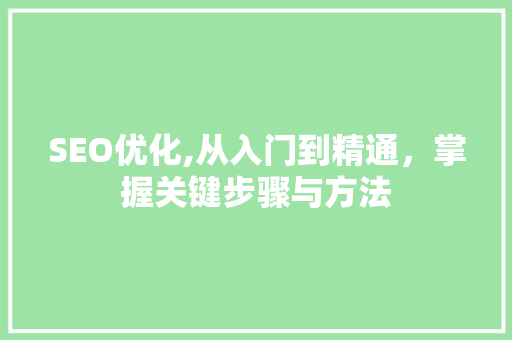 SEO优化,从入门到精通，掌握关键步骤与方法