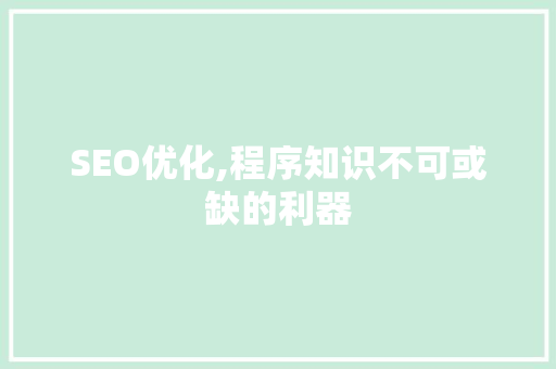 SEO优化,程序知识不可或缺的利器