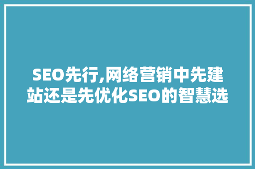 SEO先行,网络营销中先建站还是先优化SEO的智慧选择 英文谷歌算法