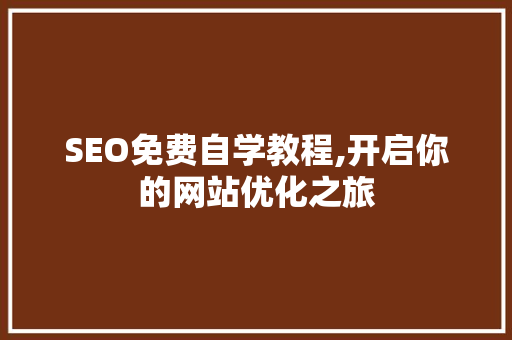 SEO免费自学教程,开启你的网站优化之旅 seo技术