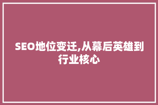 SEO地位变迁,从幕后英雄到行业核心 网站开发