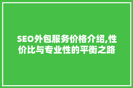 SEO外包服务价格介绍,性价比与专业性的平衡之路