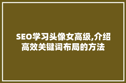 SEO学习头像女高级,介绍高效关键词布局的方法 网站优化