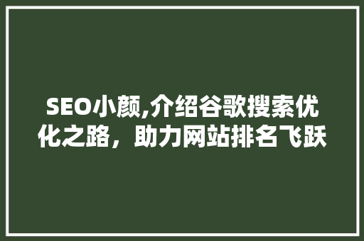 SEO小颜,介绍谷歌搜索优化之路，助力网站排名飞跃 网站开发