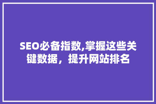 SEO必备指数,掌握这些关键数据，提升网站排名