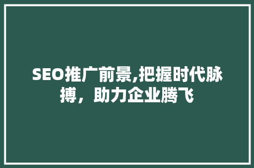 SEO推广前景,把握时代脉搏，助力企业腾飞 头条优化