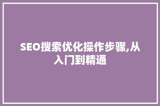 SEO搜索优化操作步骤,从入门到精通 AI技术学习