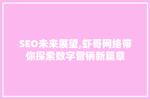 SEO未来展望,虾哥网络带你探索数字营销新篇章 网站开发