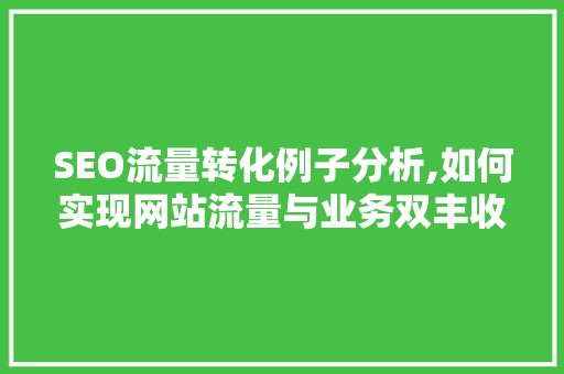 SEO流量转化例子分析,如何实现网站流量与业务双丰收