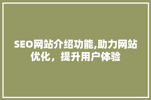 SEO网站介绍功能,助力网站优化，提升用户体验