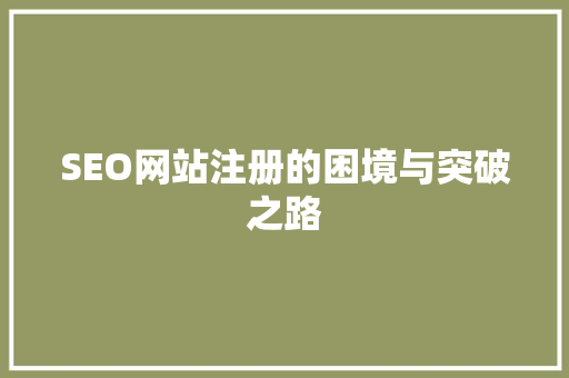 SEO网站注册的困境与突破之路