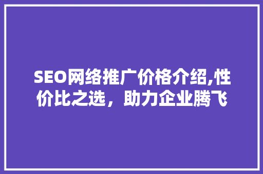 SEO网络推广价格介绍,性价比之选，助力企业腾飞