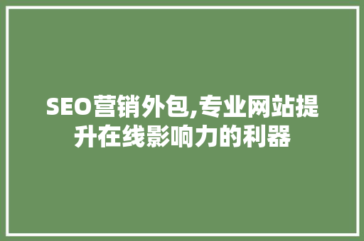 SEO营销外包,专业网站提升在线影响力的利器