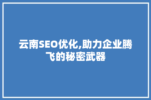 云南SEO优化,助力企业腾飞的秘密武器 英文谷歌算法