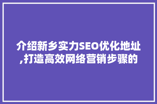 介绍新乡实力SEO优化地址,打造高效网络营销步骤的关键 网站开发