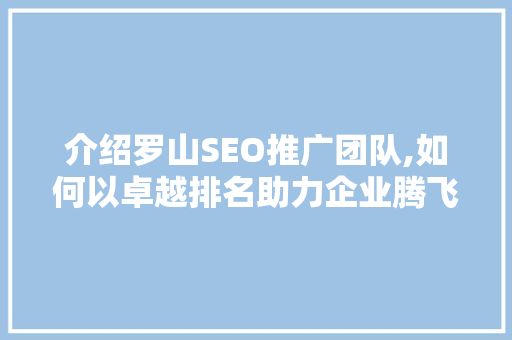 介绍罗山SEO推广团队,如何以卓越排名助力企业腾飞