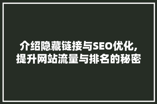 介绍隐藏链接与SEO优化,提升网站流量与排名的秘密武器