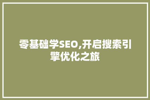零基础学SEO,开启搜索引擎优化之旅