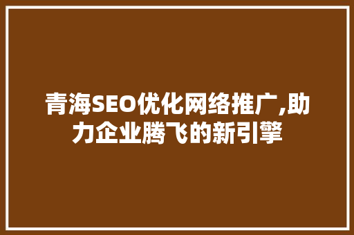 青海SEO优化网络推广,助力企业腾飞的新引擎 小程序开发